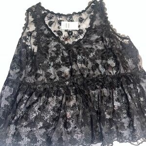 Torrid Deep Black Lace V-Neck Tank